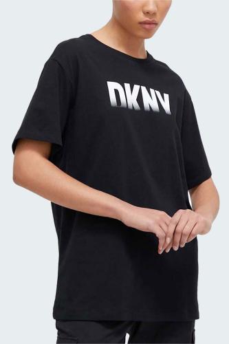 DKNY γυναικείο βαμβακερό T-shirt με logo μπροστά - DP3T9626 Μαύρο